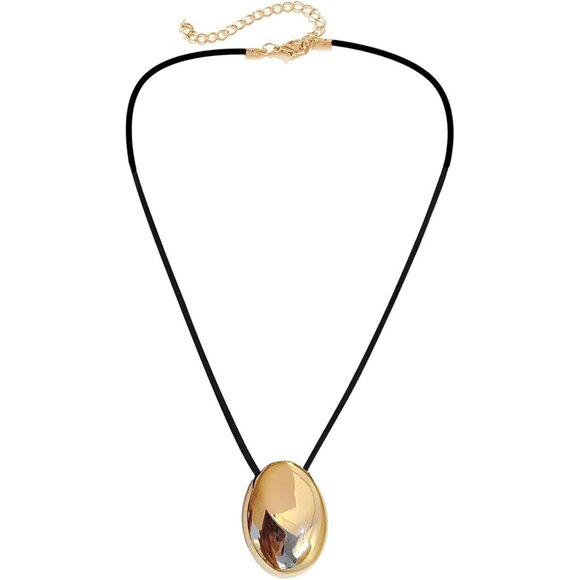 Women Gold-vertical 2 Stylish Metal Oval Shaped Neck chain Geometric Necklace